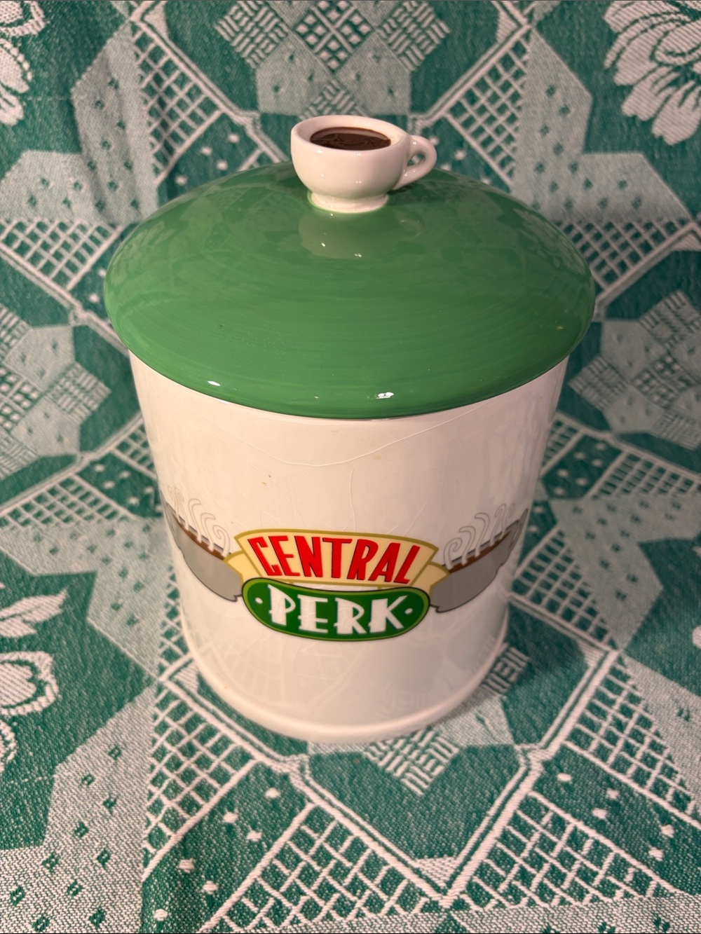 FRIENDS Central Perk Ceramic Canister with Green Lid
